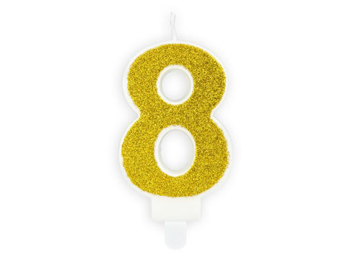 Picture of BIRTHDAY CANDLE GOLD NUMBER 8
